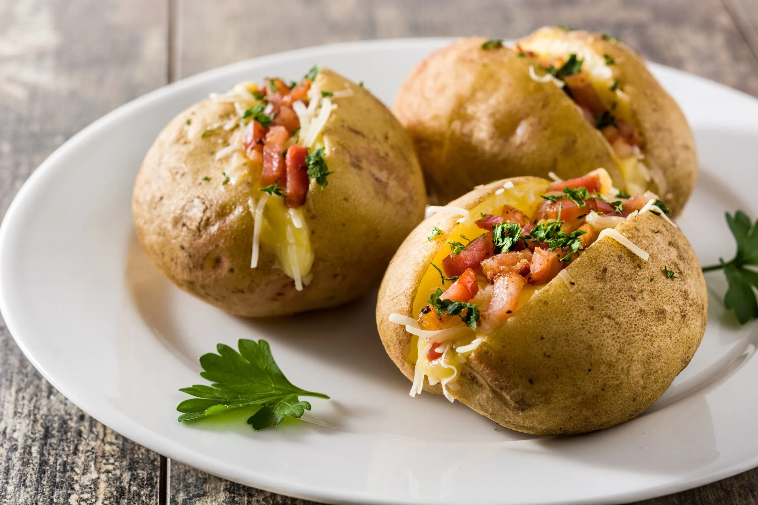 Batata argentina com bacon e queijo Batata argentina com bacon e queijo